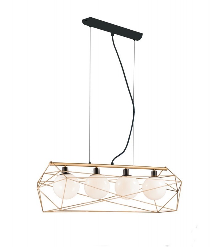 Bar Globe Cage Ceiling Pendant, Black, Gold, E27 - 1