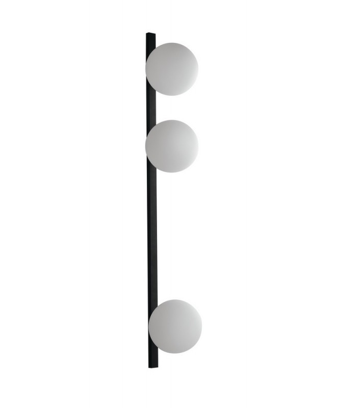 Triple Globe Wall Lamp, Black, Opal, E14 - 1
