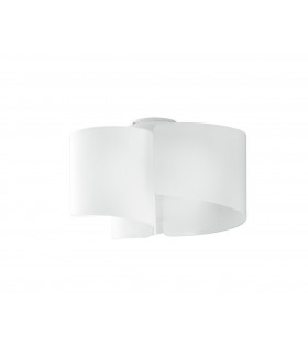 Curved Glass Semi Flush Ceiling Light, White, E27 - 1
