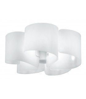 Curved Glass Semi Flush Ceiling Light, White, E27 - 1