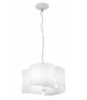 Curved Glass Ceiling Pendant, White, E27 - 1