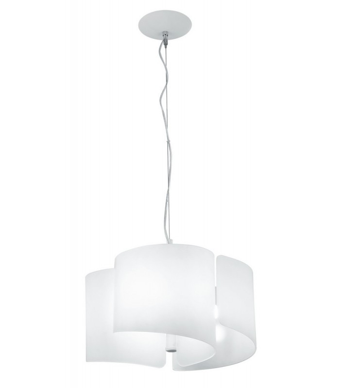 Curved Glass Ceiling Pendant, White, E27 - 1