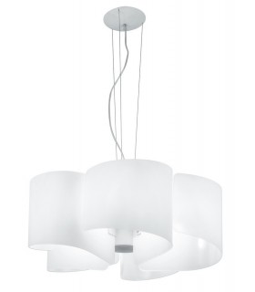 Curved Glass Ceiling Pendant, White, E27 - 1