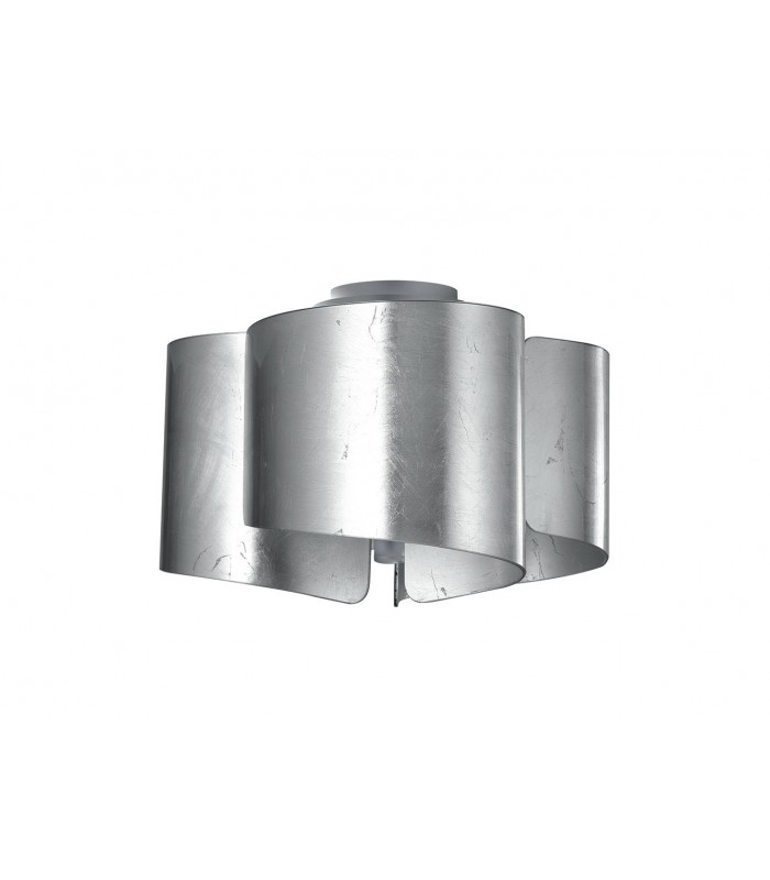 Curved Glass Semi Flush Ceiling Light, Silver Leaf, E27 - 1