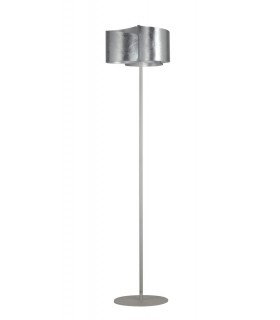 Curved Glass Floor Lamp, Silver Leaf, E27 - 1