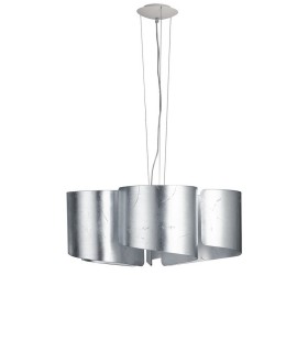 Curved Glass Ceiling Pendant, Silver Leaf, E27 - 1
