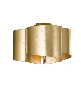 Curved Glass Semi Flush Ceiling Light, Golden Leaf, E27 - 1