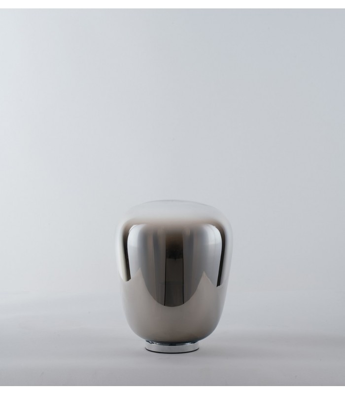 Glass Smoked Chrome Table Lamp, Chrome, E27 - 1