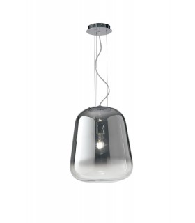 Glass Smoked Chrome Ceiling Pendant, Chrome, E27 - 1