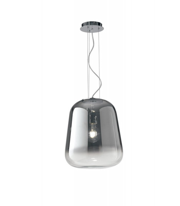 Glass Smoked Chrome Ceiling Pendant, Chrome, E27 - 1