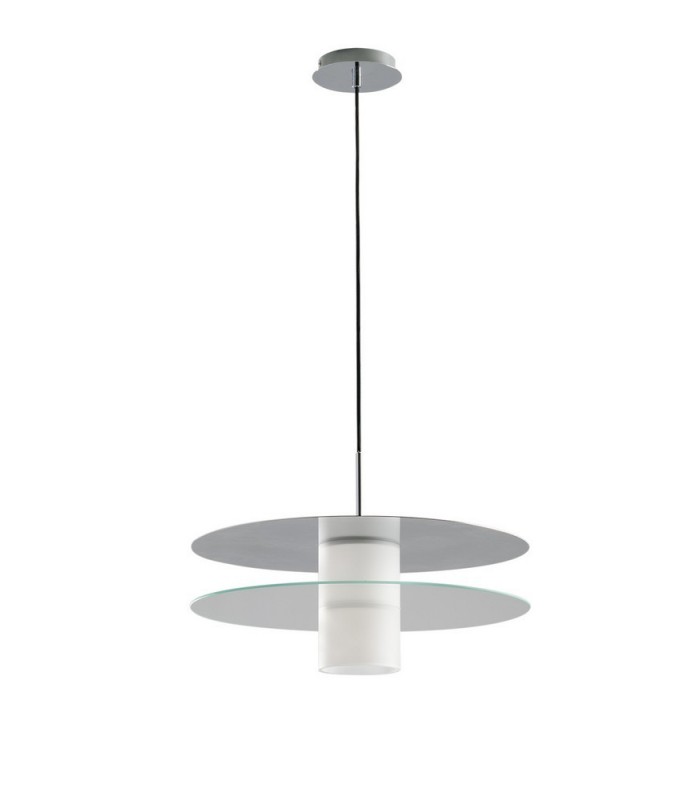 Double Disc Pendant, Tinted Glass, Chrome, Opal, E27 - 1