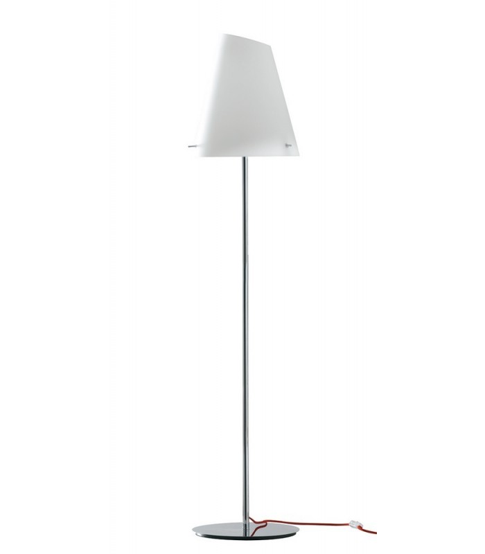 Floor Lamp With Glass Shade, Chrome, Opal, E27 - 1