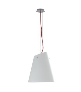 Glass Ceiling Pendant, Chrome, Opal, Red, E27 - 1