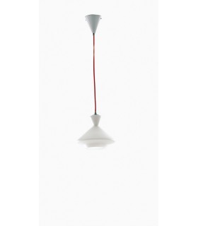 Glass Ceiling Dome Pendant, Opal, Red, E27 - 1