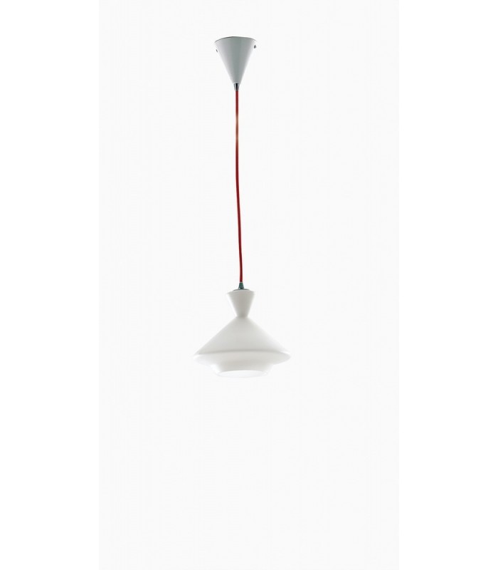 Glass Ceiling Dome Pendant, Opal, Red, E27 - 1
