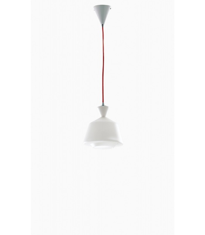 Glass Ceiling Dome Pendant, Opal, Red, E27 - 1
