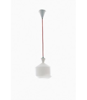 Glass Ceiling Dome Pendant, Opal, Red, E27 - 1