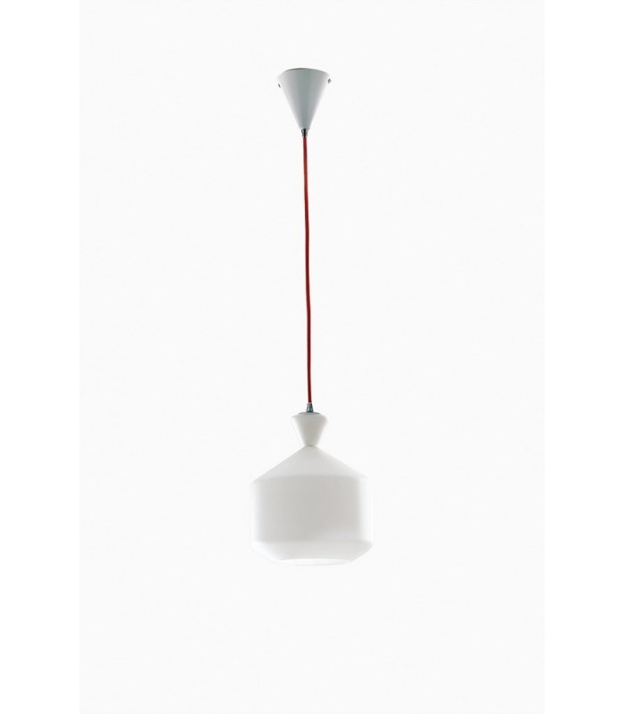 Glass Ceiling Dome Pendant, Opal, Red, E27 - 1