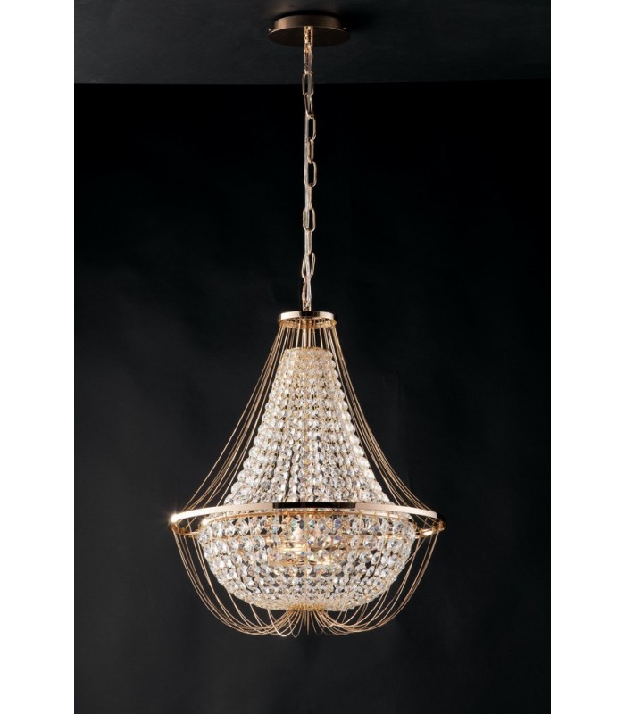 Crystal K9 Chandelier, 45Cm Diameter, Gold, E14 - 1