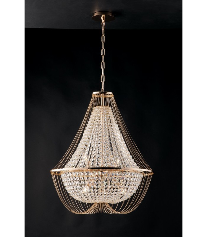 Crystal K9 Chandelier, 60Cm Diameter, Gold, E14 - 1
