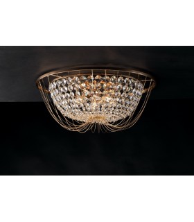 Crystal K9 Flush Ceiling Light, Gold, E14 - 1
