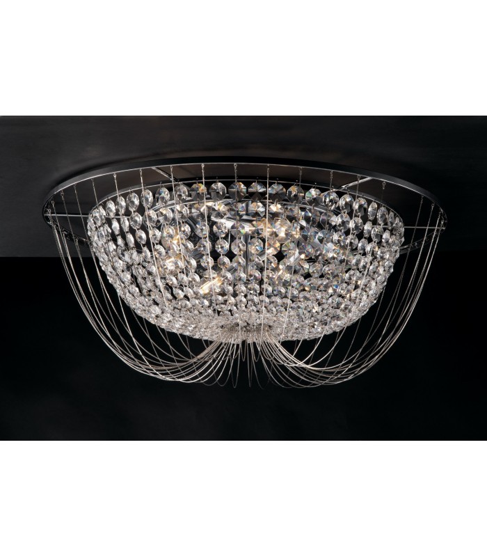 Crystal K9 Flush Ceiling Light, Chrome, E14 - 1