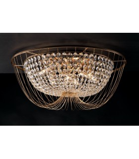 Crystal K9 Flush Ceiling Light, Gold, E14 - 1