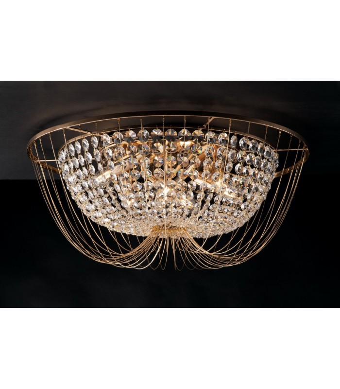 Crystal K9 Flush Ceiling Light, Gold, E14 - 1