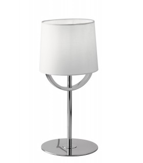 Table Lamp With Shade, Chrome, White, E27 - 1