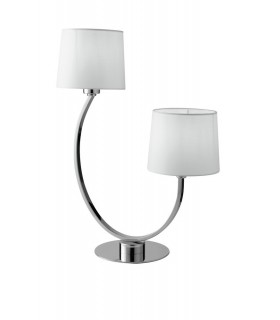 Twin Table Lamp With Shade, Chrome, White, E27 - 1