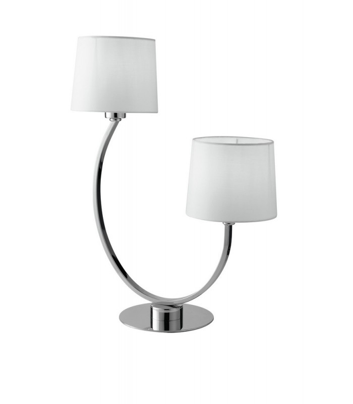 Twin Table Lamp With Shade, Chrome, White, E27 - 1