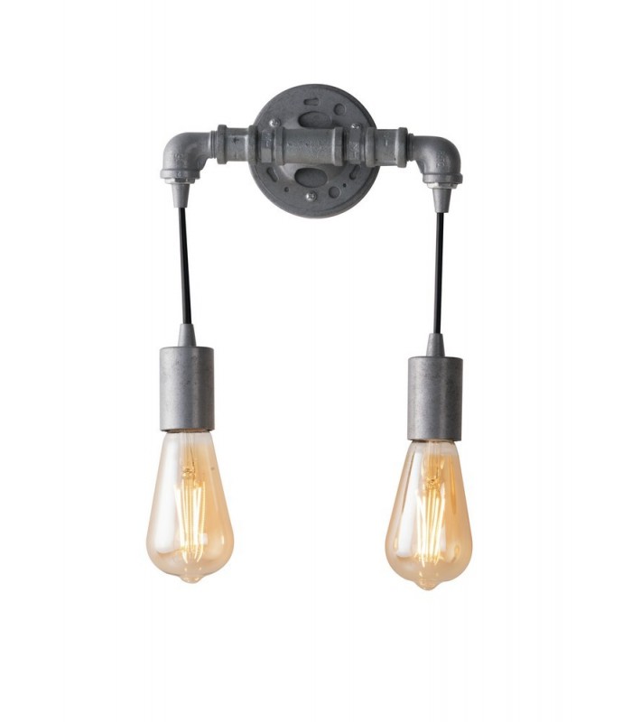 Pipe Effect Twin Wall Lamp, Zinc, E27 - 1