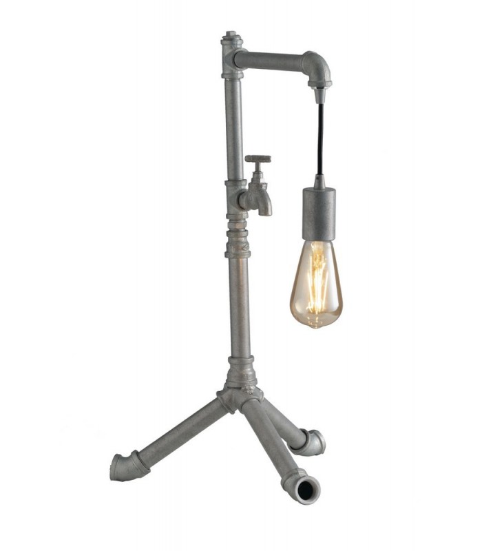 Pipe Effect Tripod Table Lamp, Zinc, E27 - 1