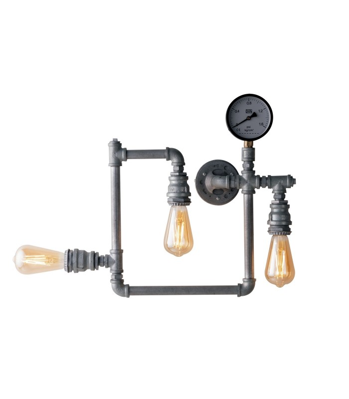 Pipe Effect Mutli Arm Flush Ceiling Lamp, Zinc, E27 - 1