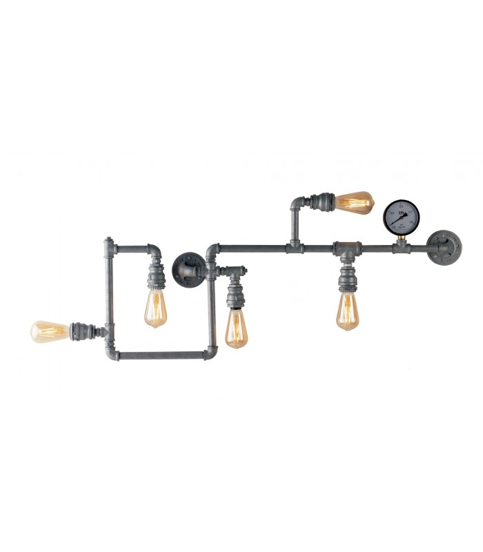 Pipe Effect Mutli Arm Flush Ceiling Lamp, Zinc, E27 - 1