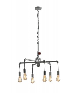 Pipe Effect Mutli Arm Ceiling Pendant, Zinc, E27 - 1