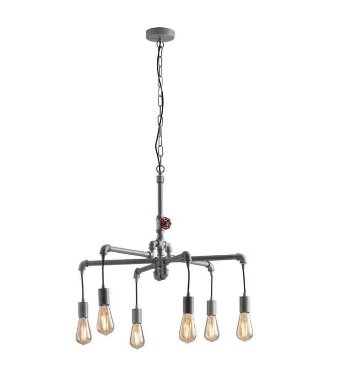 Pipe Effect Mutli Arm Ceiling Pendant, Zinc, E27 - 1