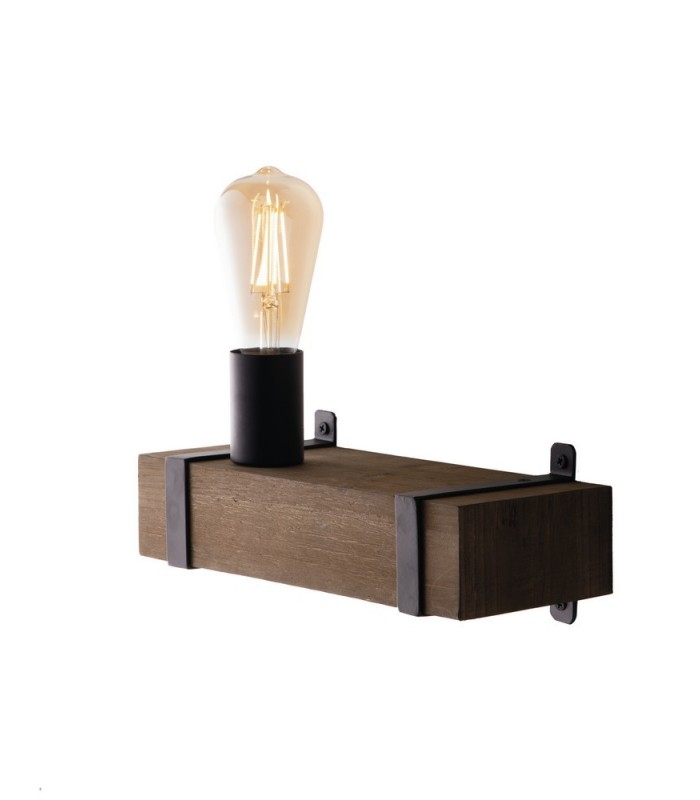 Wall Light, Dark Brown, Antique Wooden, E27 - 1