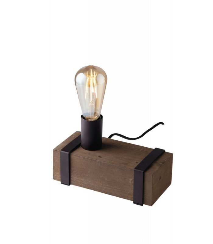 Table Lamp, Dark Brown, Antique Wooden, E27 - 1