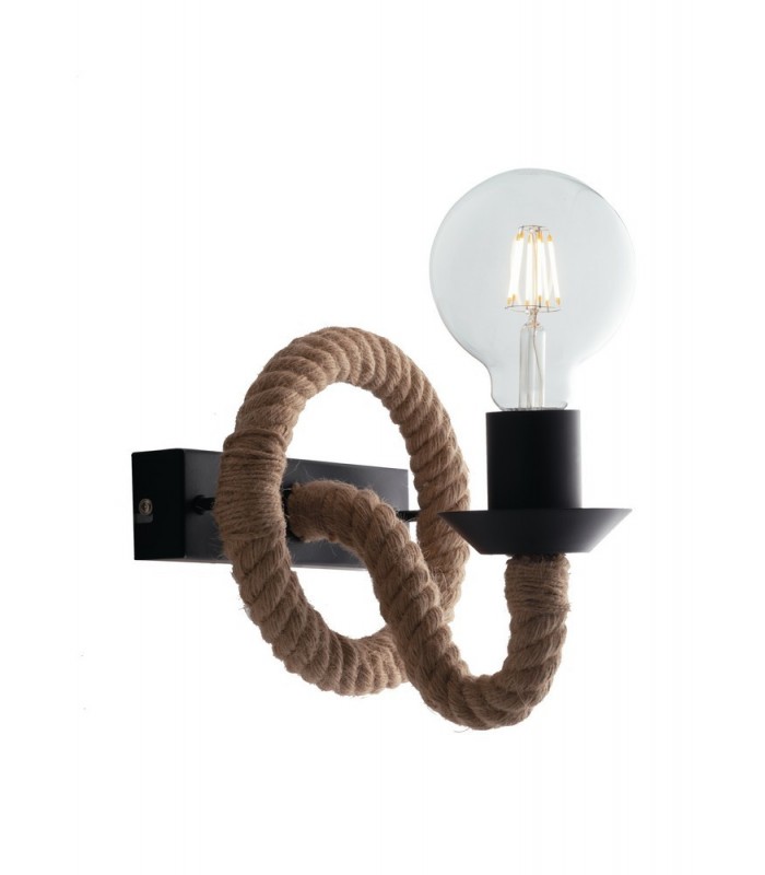 Wall Rope Lamp, Black, Beige, E27 - 1