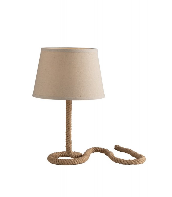 Rope Table Lamp With Tappered Shade, Beige, E27 - 1