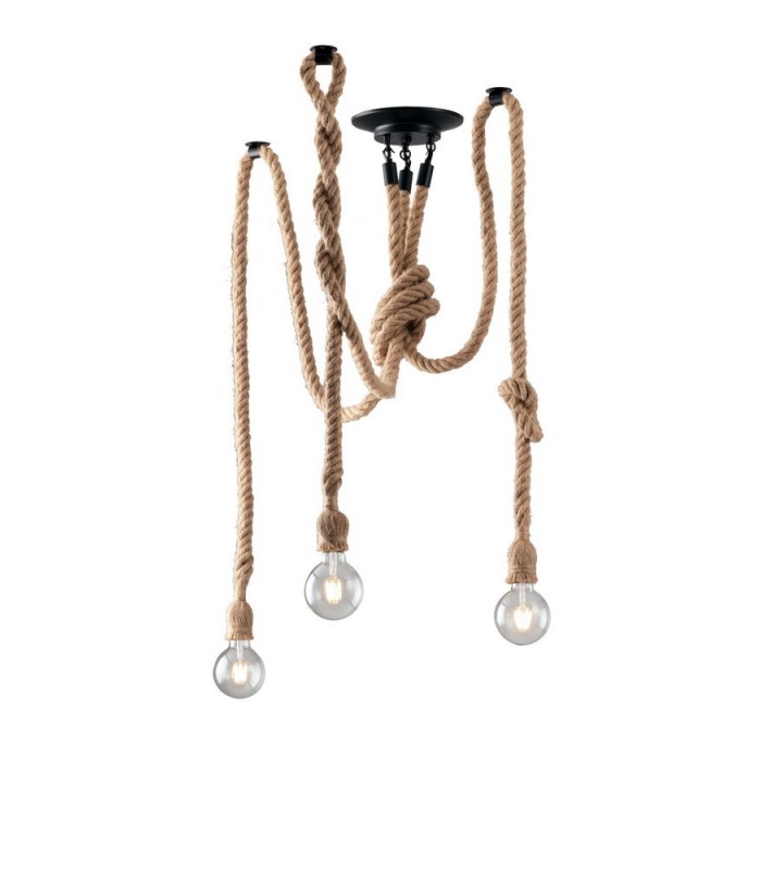 Rope Multi Arm Ceiling Light, Beige, E27 - 1