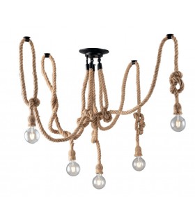 Rope Multi Arm Ceiling Light, Beige, E27 - 1