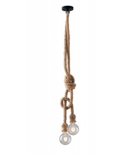 Rope Design Twin Pendant, Beige, E27 - 1