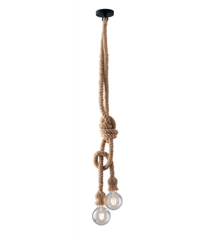 Rope Design Twin Pendant, Beige, E27 - 1