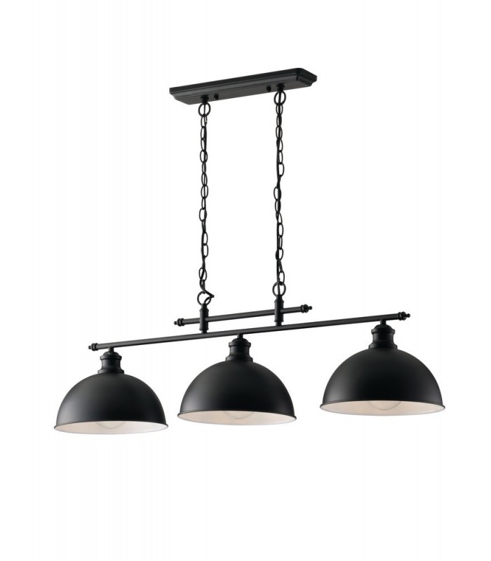 Triple Dome Bar Pendant, Black White, E27 - 1