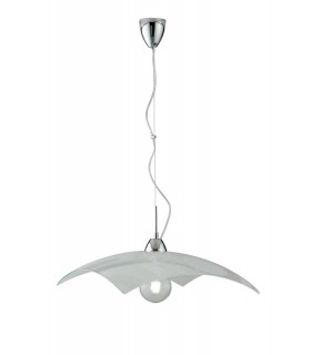 Glass Ceiling Pendant, Shiny White, Chrome, E27 - 1