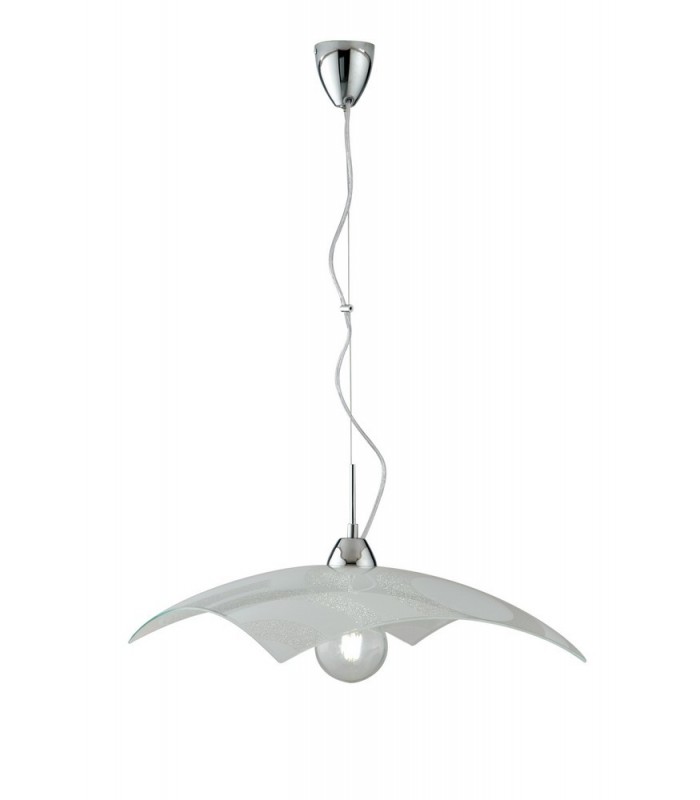 Glass Ceiling Pendant, Shiny White, Chrome, E27 - 1