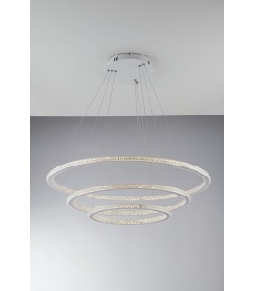 Integrated LED 3 Tier Circular Crystal Pendant Light, 4000K - 1