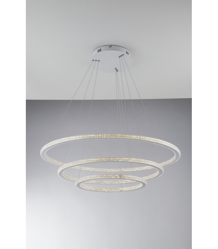 Integrated LED 3 Tier Circular Crystal Pendant Light, 4000K - 1